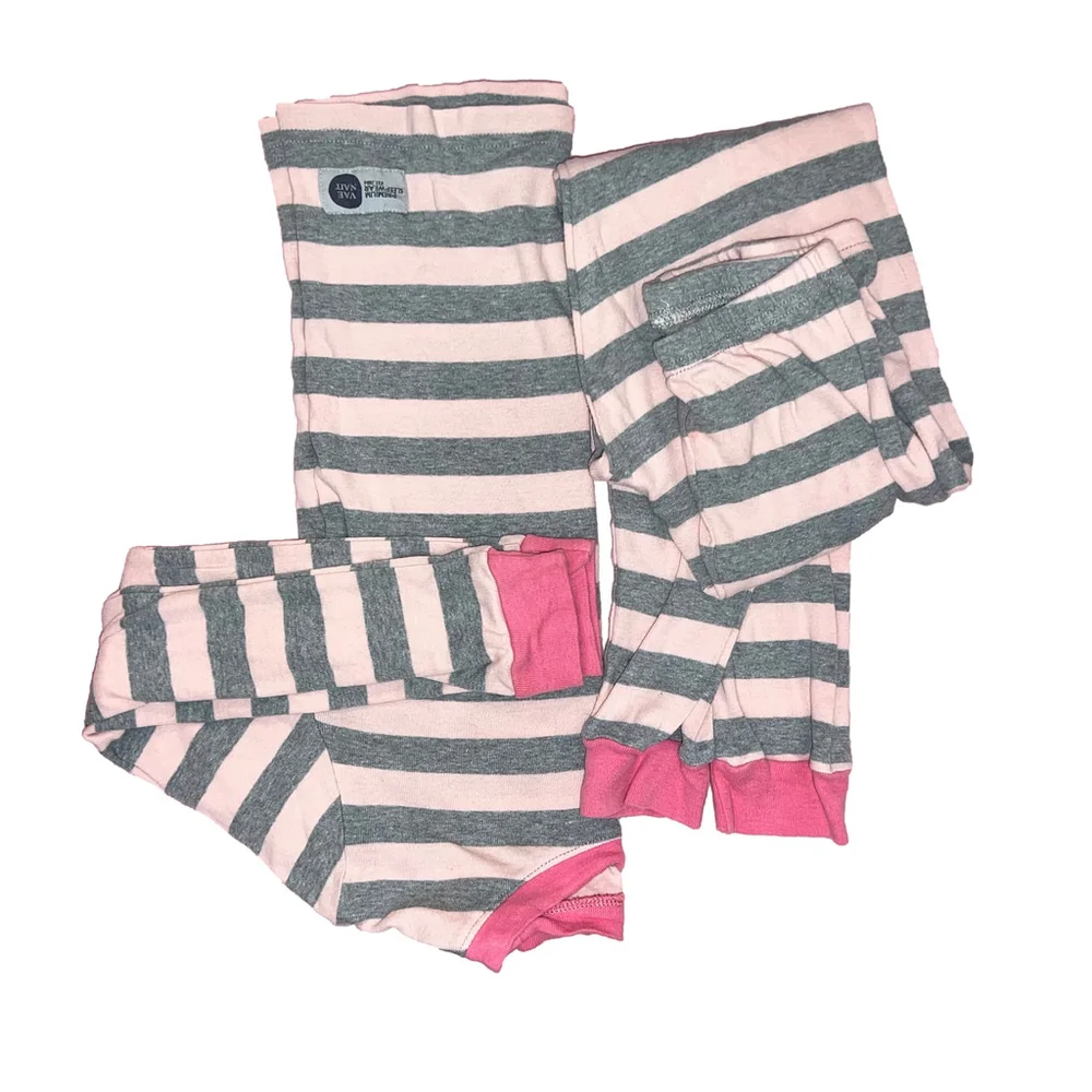 Vaenait Pajamas 5T Pink Gray Striped